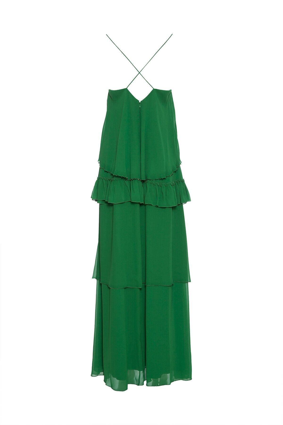 Frilly Rope Strap Green Dress